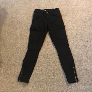 Splendid Black Skinny Stretch Mid Rise Ankle Zip Cargo Pants Women's Size 26